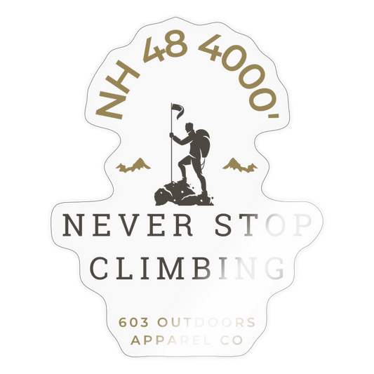 Never Stop Exploring Sticker - transparent glossy