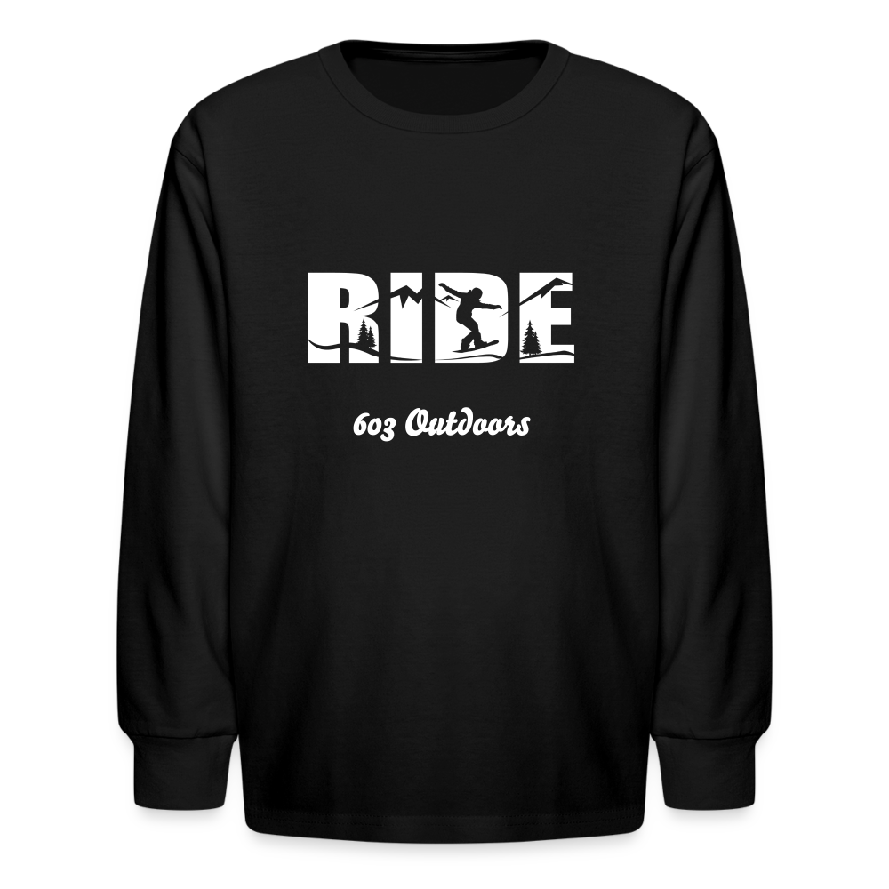 Kids' Snowboard Ride Long Sleeve T-Shirt - black