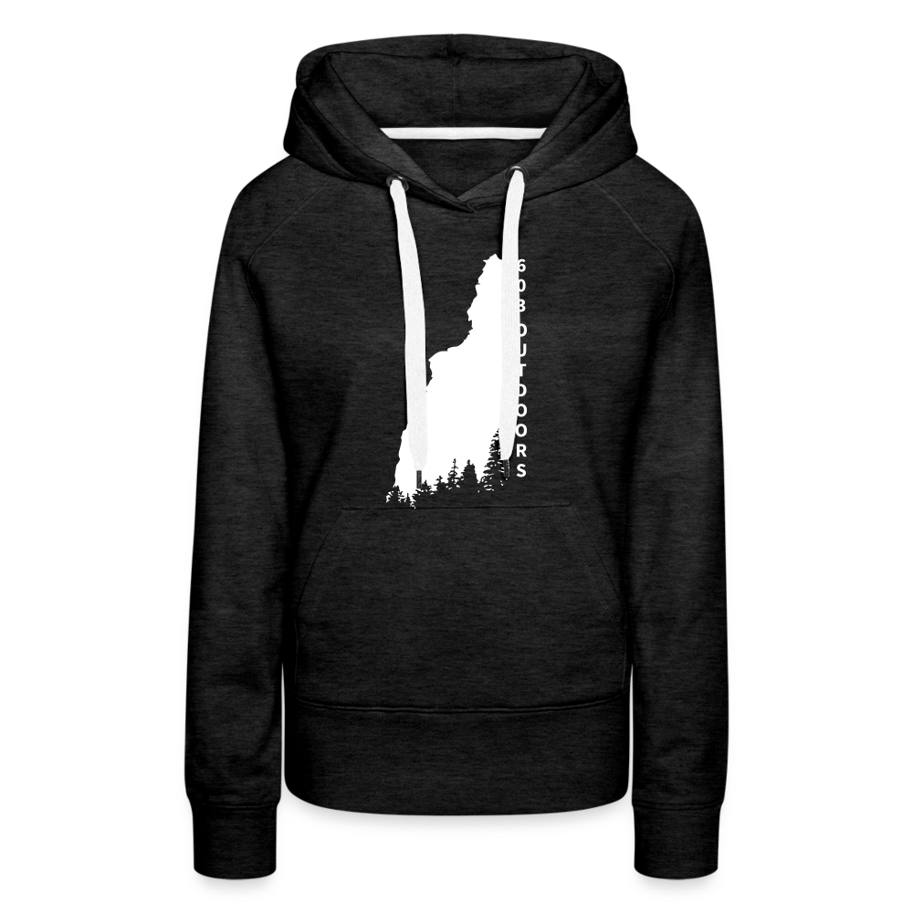 New Hampshire Premium Hoodie w/ White Logo - charcoal grey