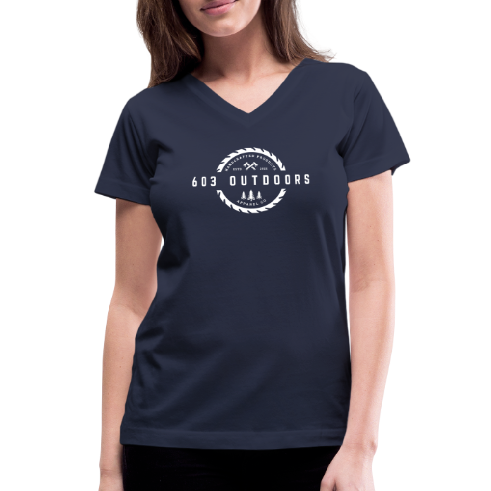 Logger V-Neck T-Shirt - navy