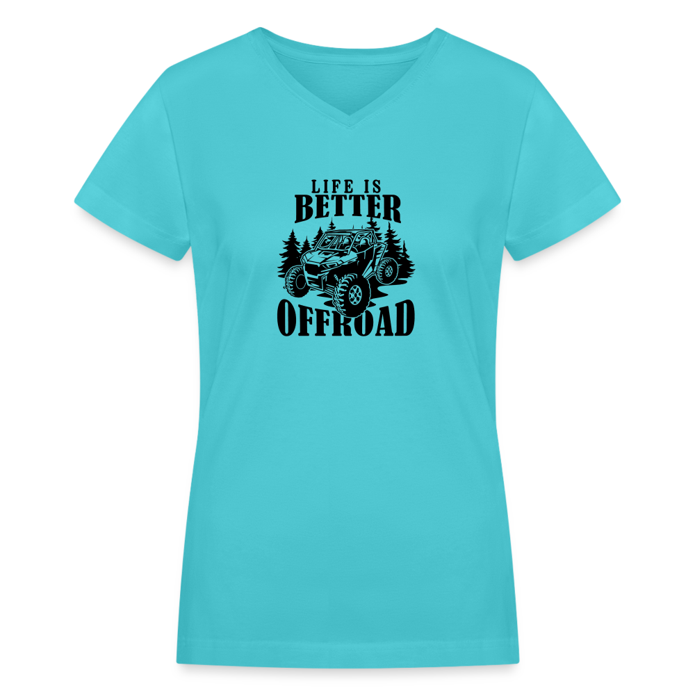 Life is Better Offroad V-Neck T-Shirt - aqua