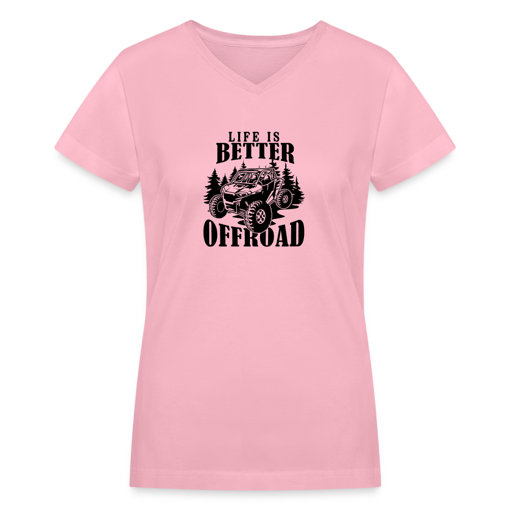 Life is Better Offroad V-Neck T-Shirt - pink